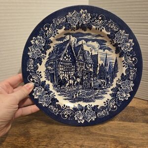 Ironstone Tableware Dicken's Series Blue & White Set Of 2 Decorative Plates 10"